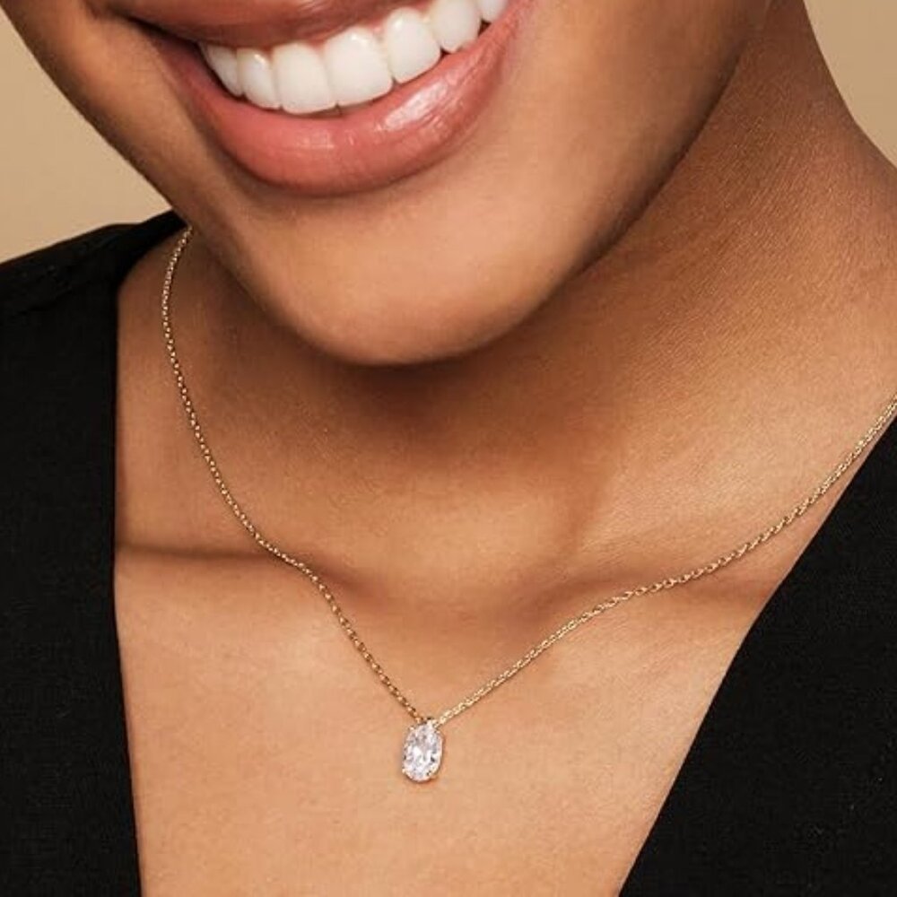 Neiman Marcus 14K Gold Plated Cubic Zirconia Diamond Pendant Necklace